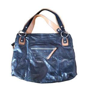 Nino Bossi Black Genuine Leather Shoulder Bag Handbag Purse Pockets Floral Lined